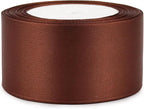 Brown Solid Satin Ribbon 2 Inch 25 Yards Solid Polyester Fabric Ribbon for Gift Wrapping Wedding Christmas Baby Shower Birthday Party Decoration Handmade Immortal Flower Craft