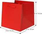 Red Paper Gift Bag 4 in Paper Box Small Square Bottom Kraft Paper Bags with Handles for Wedding Baby Shower Birthday Party (Red, 4 x 4 x 4 in, 10 CT)