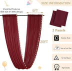 MODFUNS Burgundy Ceiling Drapes for Weddings 5FTx20FT 2 Panels Sheer Wedding Arch Draping Chiffon Fabric Ceiling Drapery Arbor Archway Drapes Tulle Curtains for Ceremony Swag Wedding Decorations