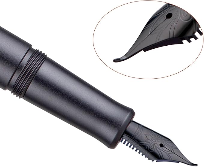 Hongdian M2 Black Forest Mini Fountain Pen, Bent Nib & Sleek Shape Aluminium Short Pocket Travel Pen (Space Gray)