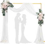 Backdrop Stand, 6.6FT x 6.6FT Backdrop Stand Heavy Duty, Gold Pipe and Drape Stand with Base Square Metal Arch Frame for Wedding, Birthday Party, Baby Shower Decorations