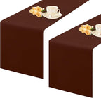 2 Pack Chocolate Small Short Table Runner 12 x 48 Inch Solid Color Runners Coffee Table Dresser for Daily Party Home Decoration