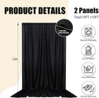10ft x 10ft Black Backdrop Curtains for Parties, Fabric Satin Background Curtain with Rod Pockets for Weddings, Birthday, Baby Shower, Photography, Graduation Party Backdrop Drapes, 2 Panels