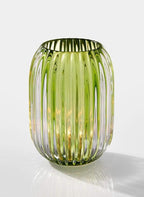 Serene Spaces Living Green Optical Glass Votive Holder, Perfect for Weddings and Home Décor, Measures 5" Tall and 3.5" Diameter, Set of 12