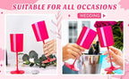 Ciaell 12 Pack Plastic Wine Glasses - 14Oz Hot Pink Plastic Wine Glasses With Stem - Disposable Stemmed Cups for Parties & Weddings