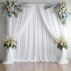 30ftx12ft Wrinkle Free White Backdrop Curtain, 6 Panels 12FT Height White Wedding Backdrop Drapes, Silky Polyester Back Drop Cloth for Birthday Photography Background Party Backdrop Draping