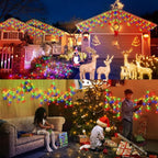 KNONEW 99ft 960 LED Christmas Lights Outdoor Decorations with 180 Drops, 8 Modes Curtain Fairy Light, Clear Wire LED String Light Indoor Decor for Wedding Party Christmas(Multicolor)