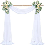 White Arch Draping Fabric for Wedding, 60" x 26Ft Chiffon Drapery Fabric Drapes Backdrop for Wedding Ceremony Baby Shower Bridal Shower Decoration(1 Panel)