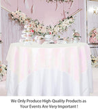 ShinyBeauty Square Tablecloth 72x72-Inch Sequin Tablecloth Overlay Iridescent White Table Cover Sequined Table Cloths for Wedding White Tablecloth Linen Square Overlay for Cocktail/Dessert