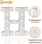 Pooqla LED Marquee Letter Lights Sign, Light Up Alphabet Letter for Home Party Wedding Decoration H