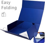 LIFELUM Navy Blue Gift Boxes 2 Pack 13.85 x 8.35 x 4.45 inch, Gift Box for Presents with Ribbon,Card,Shredded Paper Filler Magnetic Closure for Business, Father's Day, Holidays,Birthdays