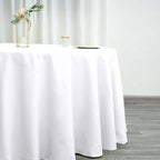 Efavormart Round Tablecloth, 120 Inch Stain & Wrinkle Resistant Washable Table Cloth, Decorative Polyester Fabric Table Cover for Banquet, Wedding, Dining - White