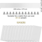 Aneco 12 Pack Satin Table Runner 12 x 108 Inch White Long Wedding Satin Silk Table Runner for Wedding Banquet Graduations Birthday Party Decoration