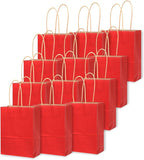 qiqee 24 Pcs Wine Mini Paper Gift Bags with Handles 6"x4.5"x2.5" Small Brown Kraft Party Favor Treat Bags Multiple Uses (Mini size)