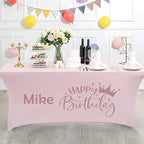 Custom Table Cloth with Business Logo 4FT 5FT 6 FT 8 FT Spandex Customized Table Cover Stretch for Tradeshow Events Birthday Wedding Anniversary Mantel Personalized Table Cloth (8FT)