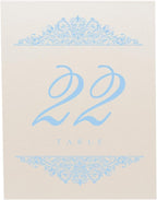 Paisley Wedding Table Numbers (Select Color/Quantity), Champagne, Light Blue, 1-15, Double Sided, Tent or Use in a Stand, Great for Parties & Restaurants - Made in the USA