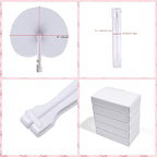 12 Pcs Decorative Paper Folding Hand Fans Handheld,White Round Heart Foldable Wedding Fans Chinese and Japanese Fans Bulk for Bridal Guest Church Party Favors Dancing Birthday DIY