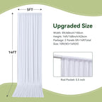 10×14 ft Wrinkle Free White Backdrop Curtain for Wedding Parties, 2 Panels 5×14ft Height Silky Polyester Photo Backdrop Drapes for Parties Birthday Baby Shower Photography Background Cloth