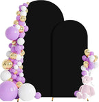 Wedding Arch Cover 6FT 7.2FT Arch Backdrop Cover Fitted Spandex Covers Set of 2 Round Top Chiara Arches Backdrop Stand Covers for Party Birthday Decoration（Black