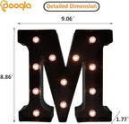 Decorative LED Illuminated Letter Marquee Sign - Alphabet Marquee Letters with Lights For Wedding Birthday Party Christmas Night Light Lamp Home Bar Decoration M, Black