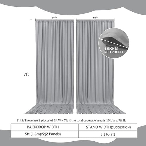 2 Panels Dark Gray Backdrop Curtain, 10 x 7 Feet Background Curtains for Parties, Weddings, Baby Showers, Bachelorette Halloween, Christmas Birthday Party Photoshoot Backdrop Curtains Decorations