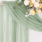 Socomi Sage Green Sheer Wedding Arch Draping Fabric 29" x 20Ft 4 Panels Outdoor Curtain Drapes Extra Long for Bridal Baby Shower Ceremony Birthday Party Decor