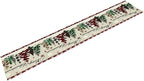 Christmas Tree Table Runner,Farmhouse Xmas Trees Buffalo Plaid Winter Snowflake Tablecloth Burlap for Hotel Indoors Outdoor Dining Room Kitchen Home Decor,W13X L70 in