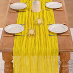 MLMW Yellow Cheesecloth Table Runner Boho Gauze Rustic Cheese Cloth Table Runner 160 inch Sheer 13.3ft for Wedding Party Baby Bridal Shower Birthday