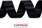 LaRibbons Black Satin Ribbon 1 Inch 25 Yards Luxury Double Faced Black Silk Ribbon for Flower Bouquet Crafts Gift Wrapping Wedding Party Decoration