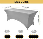 115 2-Pack 8ft Spandex Table Covers for Rectangle Folding Tables - Washable Elastic Tablecloth - Ultimate Fitted Table Protector for Parties, Banquet, and Wedding