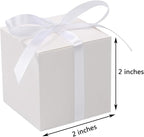 COTOPHER 60pcs Small Gift Boxes, Favor Boxes 2x2x2 inches Paper Gift Boxes with Ribbons Candy Box for Wedding Favors Baby Shower Bridal Shower Birthday Party (White)