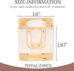 24-Pack Candlestick Holders Bulk - Thick Glass, Amber Taper Candle Holders for Wedding Banquet, Anniversaries