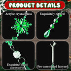 Lanpn 26 Pcs Christmas Ornaments Crystal Christmas Tree Decoration, Hanging Clear Acrylic Snowflake Icicle Drop Pendants for Xmas Winter Outdoor Indoor Party Decoration Green
