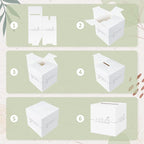 QIKSION White Wedding Card Box, Silver Foil Gift Card Box for Party, Wedding Reception, Graduation, Birthday, Baby Shower, Raffle