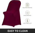 Peomeise Stretch Spandex Folding Chair Cover for Wedding Party Dining Banquet Event (Burgundy,6pcs)