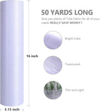 Crystal Organza Fabric Tulle - 16" by 50 Yards Sheer Fabric for Wedding Party Decoration Bridal Shower Tutu Roll Netting Spool Ribbon Wrapping (White)