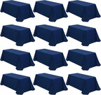 12 Packs 90 x 132 Inch Tablecloth, Navy Blue Polyester Table Cloth for 6ft Rectangle Tables, Stain and Wrinkle Resistant Washable Fabric TableCover for Wedding Banquets Parties Buffet Dining Table