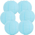 BEISHIDA 8-Inch Light Blue Round Paper Lanterns Decorative Hanging Asia Chinese Japanese Paper Lanterns Lamp for Birthday Wedding Baby Shower Home Decor Party Decoration（6 Packs）