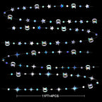 Iridescent 10th Birthday Decorations Number 10 Circle Dot Twinkle Star Garland Metallic Hanging Streamer Bunting Banner Backdrop for Girls Boys Ten Year Old Birthday 10th Anniversary Party Supplies