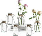 Vintage Glass Vases, Mason Jars for Centerpieces, Farmhouse Mason Jar Vase with Rope Design, Centerpiece Vases for Table, Wedding & Home Decor (6)