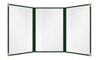 Goodsmart Restaurant Menu Covers – 25 Pack Green 6-View Trifold 8.5" x 14", Side-Loading Vinyl & Plastic Menu Holders, Clear Menu Sleeves, Leather-Style Café Covers with Gold Corners