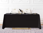 Surmente 5 Pack Black Tablecloth 90 x 132-inch Rectangular Polyester Table Cloth for Weddings, Banquets, or Restaurants