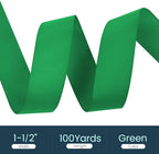 1-1/2" X 100 Yards Green Grosgrain Ribbon, Premium Grosgrain Ribbon for Sewing, Gift Wrapping, Bow Making, Wedding Decor, Wrapping and More (Green)