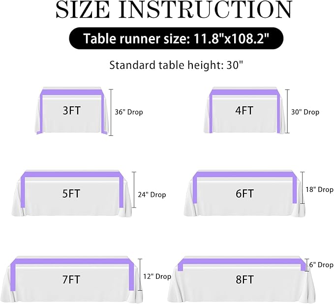 SHEJIZE 10 Pack Lavender Satin Table Runner 12x108 Inches Long, Bright Silky Smooth Satin Table Runner Table Decor for Wedding Banquet Christmas Prom Event Birthday Party