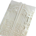 MillaSaw Pearl Ivory Laser Cut Wedding Invitation Card Fence Design For Wedding Engagement Birthday Party 25 Sets (IVORY PEARL PAPER, 4.9"x7.1")