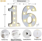 Pooqla 16th Birthday Decorations for Girls Boys, 35 Colors LED Light Up Numbers with Remote, Color Chaning Marquee Numbers Gift for Sweet 16 Party Decoration Wedding Anniversary Decor, Number 16