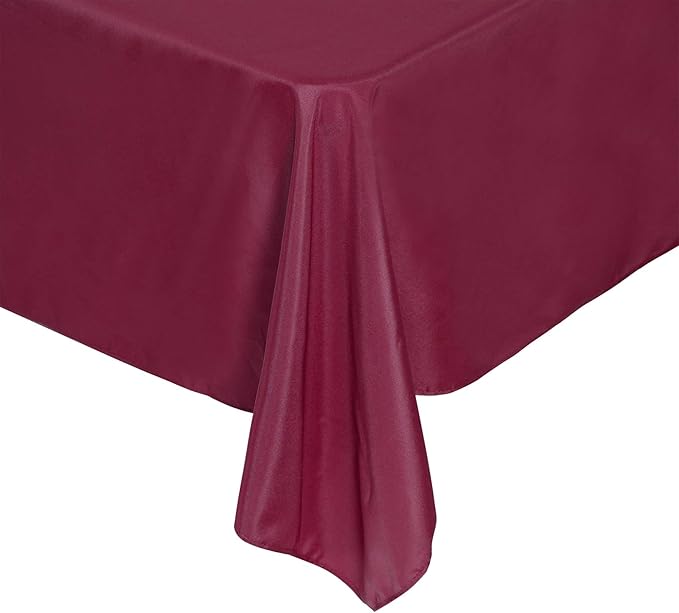 Rectangle Tablecloth 90x132 inch Washable Polyester Fabric Table Cloth for Wedding Party Dining Banquet Decoration（90x132, Burgundy）