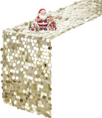 VHH Sequin Table Runner 12 x 108 inches Champagne Table Runner, Glitter Runner for Party Wedding Birthday, Party Spring Easter Rustic, Birthday Supplies Decorations (1 Pack).