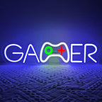 Gamer Neon Sign,Gamepad Shaped Dimmable LED Light Signs for Wall Art Decor,Gaming Backdrop for Game Room Bar Bedroom Club Party Man Cave,Game Gift for Boys Teen Men USB Powered（15.4"*4.1"）