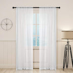 78" Vintage Sheer Voile Elegant Linen Fabric Touch Rod Pocket Tulle Backdrop Curtains Door Curtain for Farmhouse Bedroom Living Room Modern Drapes Decor, 2 Panels, 78 inch Length, White